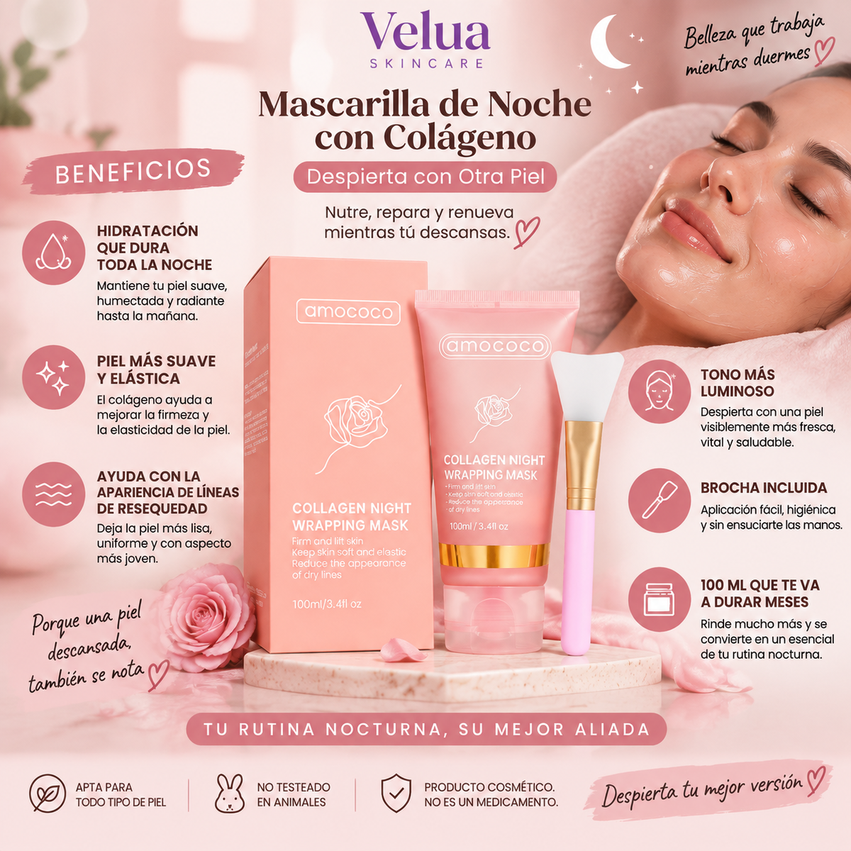 🌙 Mascarilla de Noche con Colágeno - Despierta con Otra Piel