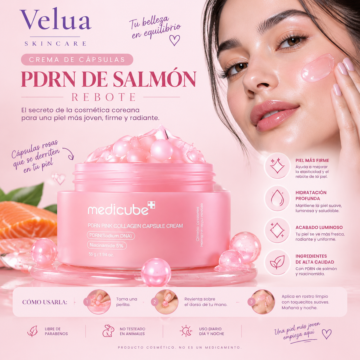 🍑 Crema de Cápsulas PDRN de Salmón - Rebote Coreano