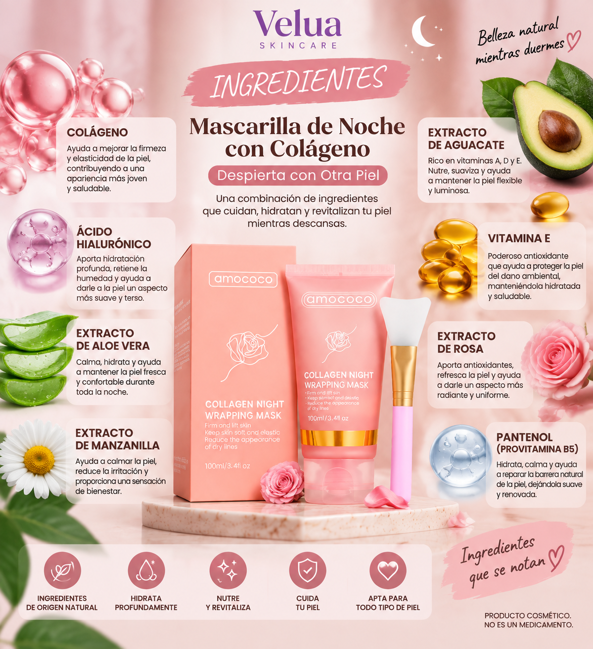🌙 Mascarilla de Noche con Colágeno - Despierta con Otra Piel
