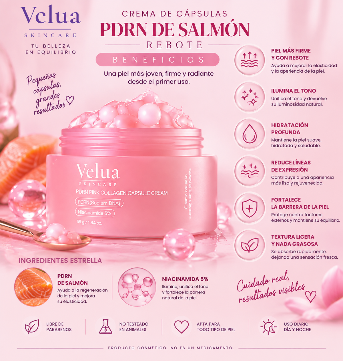 🍑 Crema de Cápsulas PDRN de Salmón - Rebote Coreano